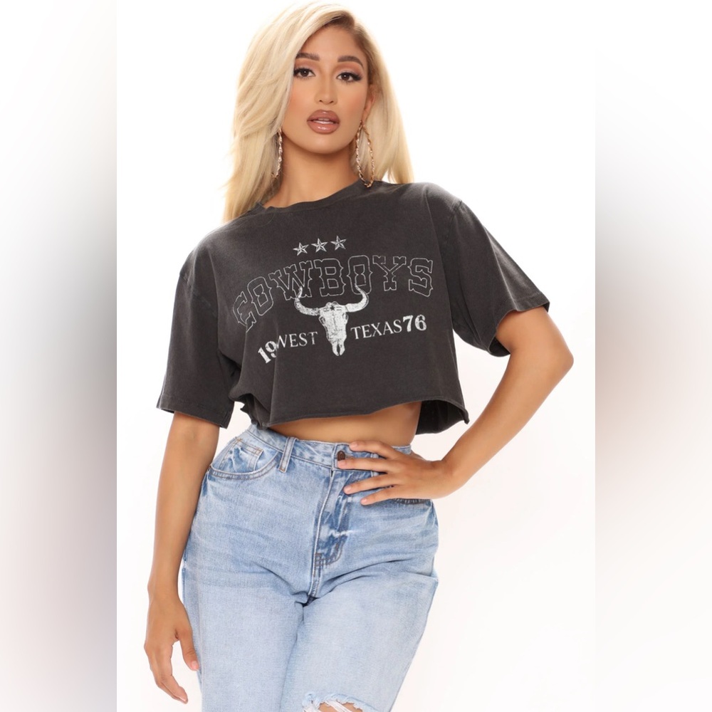 Tan I Want A Cowboy Crop Top - Picture 2 of 6